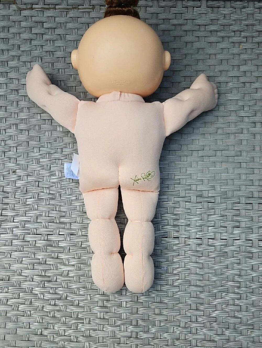 Vintage 2017 Cabbage Patch Kids Soft Plush Baby Doll  Blue Eyes in Tan Skin Tone